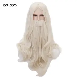 Гарри Поттер Дамблдор парик с бородой Gandalf ролевая игра блондинка длинные вьющиеся синтетические волосы Хэллоуин + парик кепки