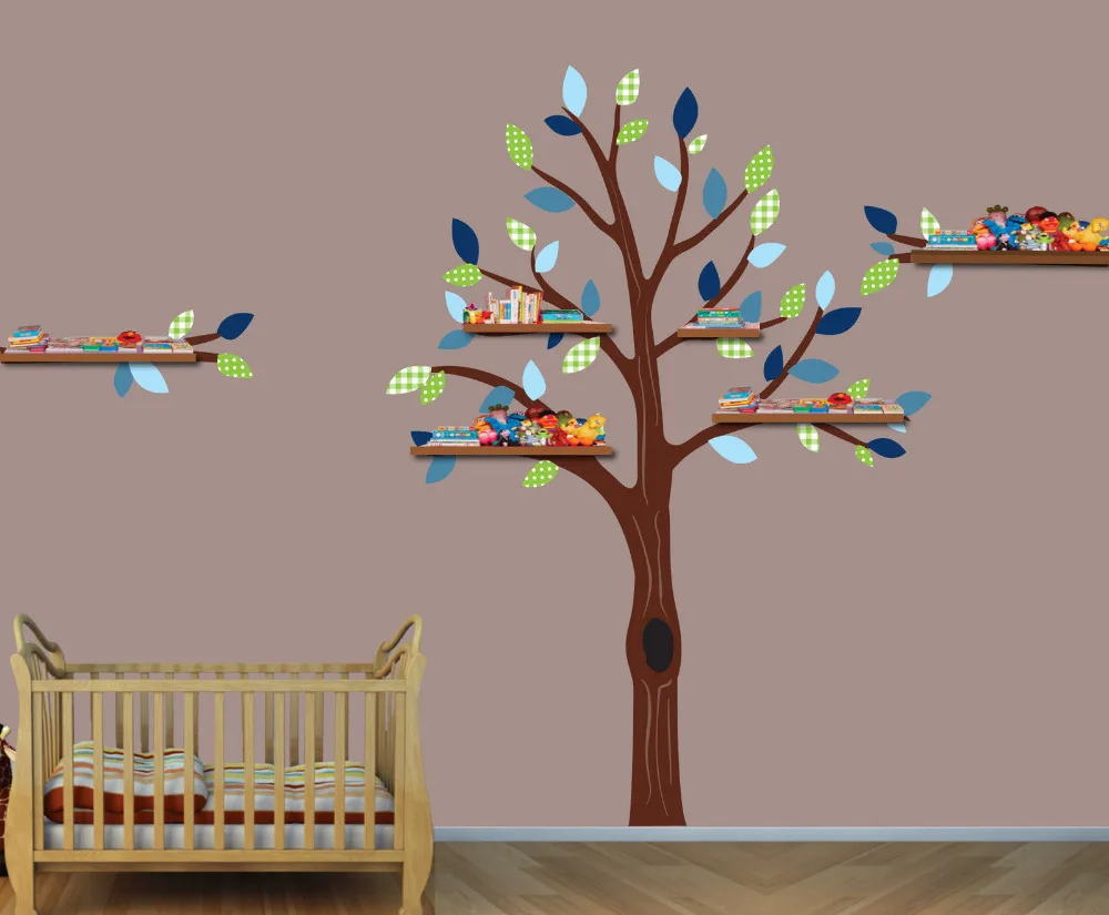 Nursery Tree Shelf Decals Boys Room Wall Stickers Tree Decals Boys Room Wall Stickers