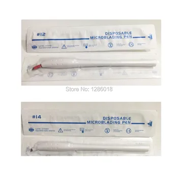 

100pcs Disposable Permanent makeup manual tattoo Microblading pen With 12/14/18U Needles Blade Manual Microblade Needle Tools
