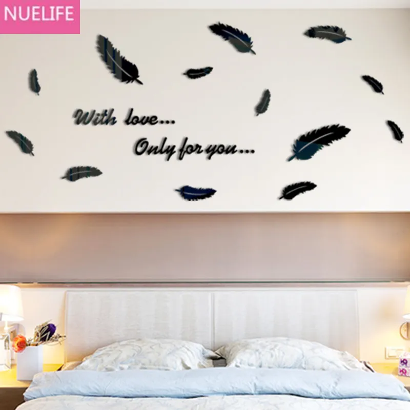 

Feather 3D Wall stickers children bedroom bed sofa living room background wall TV porch decoration Wall stickers
