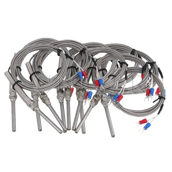 

CNBTR 5x50mm Silver K Type Thermocouple Temperature Sensor Cable 2 Meters Measure Range Pack of 10