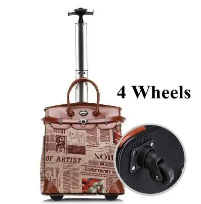 20 Inch Women Travel Cabin Luggage Bag Trolley Bag Trolley Suitcase Rolling Luggage Bag Baggage Suitcase On Wheels Travel Bags - Цвет: 4 wheels
