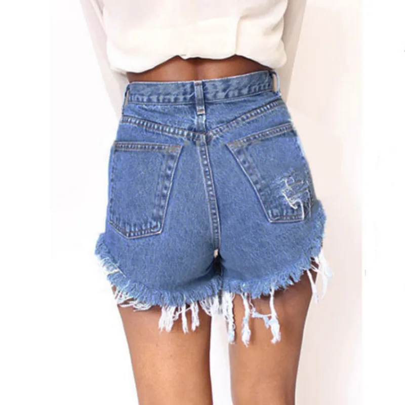 Модные женские джинсовые рваные шорты размера плюс 3XL, повседневные однотонные летние сексуальные шорты с высокой талией, подходят ко всему