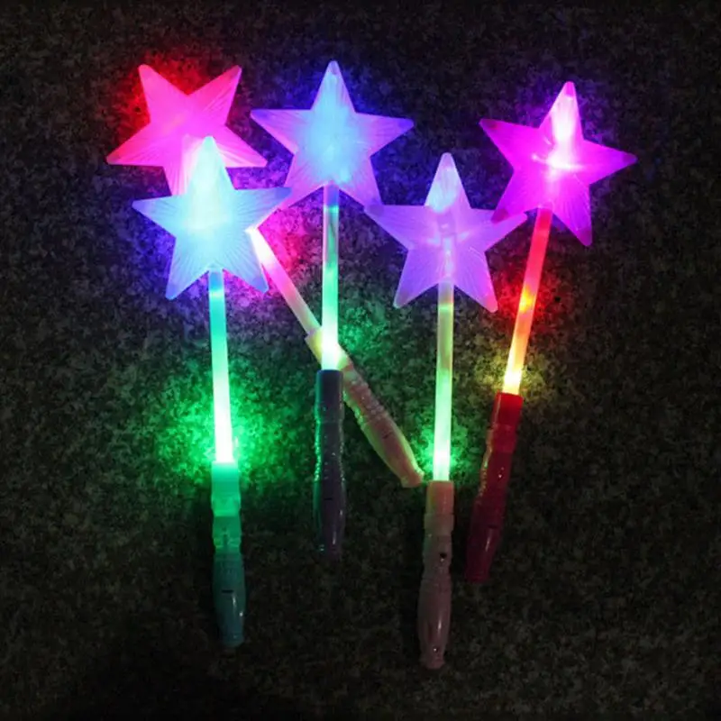 Светящиеся палочки с пятиконечной звездой для детей, флуоресцентные палочки для концерта, волшебные палочки, пластиковые светящиеся палочки