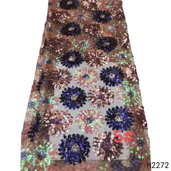 

Latest French Lace Fabric 2019 High Quality Wedding African Lace Fabric With Sequins For Nigerian Lace HJ2272-1
