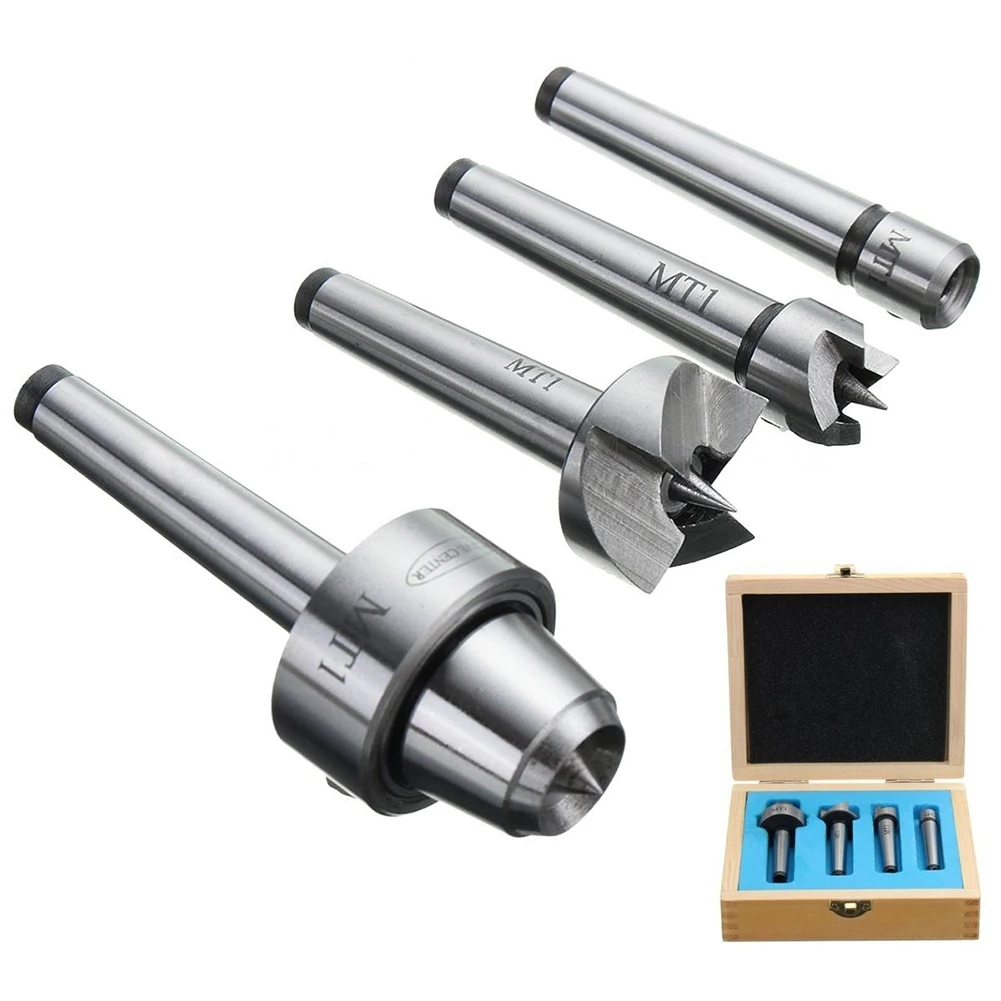 

Newest 4Pcs/Set MT1 Wood Lathe Live Center + Drive Spur Cup Arbor with Wood Case