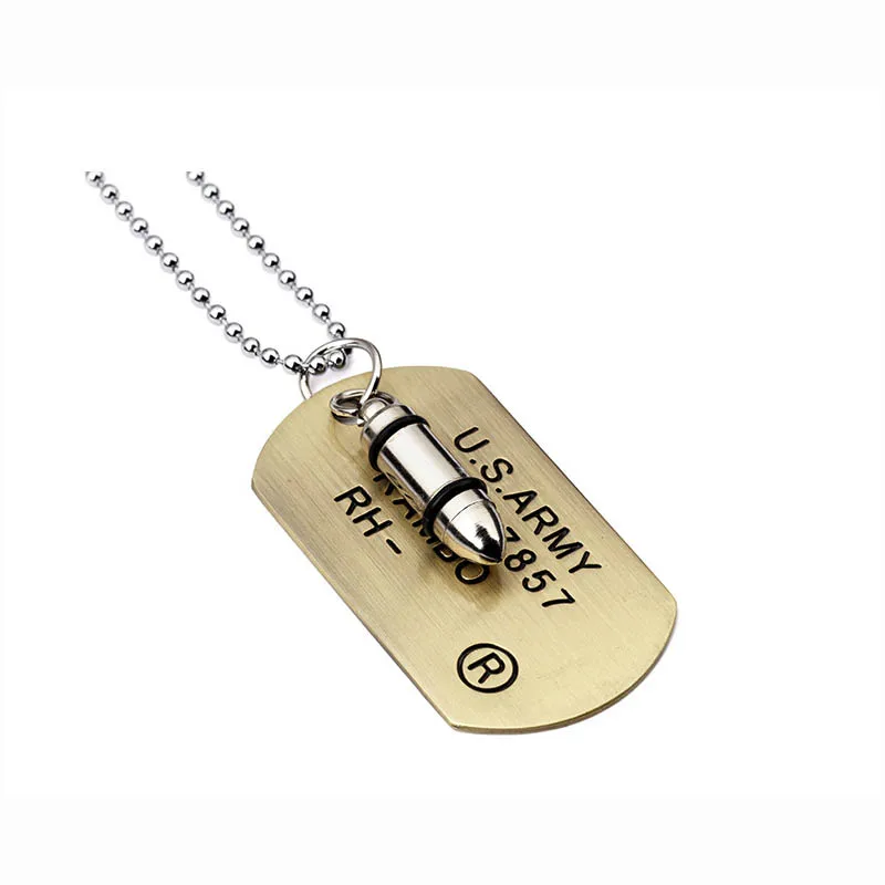 Stainless Steel Rapper Men U.s. Army Style Jewelry Bullet Dog Tag Pendant  Necklace Hip Hop Necklace Jewelry Drop Shiping - Pendants - AliExpress