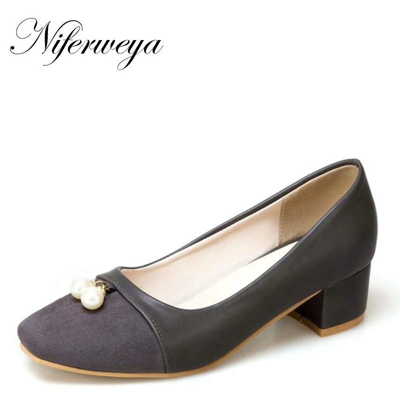 

4 Colors New Spring/autumn women pumps big size 34-50 fashion Square Toe thick heel High heel shoes zapatos mujer