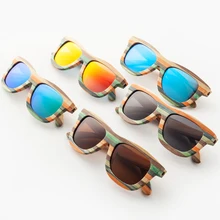 Стиль, брендовые винтажные Разноцветные деревянные поляризованные солнцезащитные очки для женщин и мужчин, красочные бамбуковые солнцезащитные очки, пляжные очки