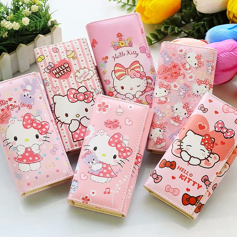 

Cute Kitty Cat Printed Coin Purses For Kids Students Cartoon Long Wallet Money Pouch Bag Children Purse Holder