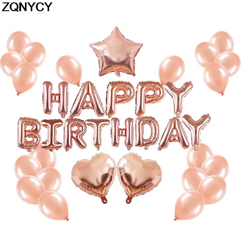 

Rose Gold Balloons Foil Star Balloon Happy Birthday Letter Ballon Wedding Party Decor Latex Ballon for Birthday Party Decoration