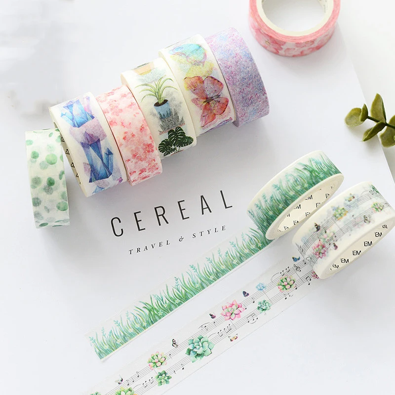 

Romantic Floral Butterfly Cactus Adhesive Stationery Sticker Masking Washi Tape Scrapbook Planner Agenda DIY Craft Gift Label
