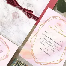 Cocostyles пользовательские Изысканные детские розовые мраморные Пригласительные открытки с подходящим конвертом для модных свадебных приглашений