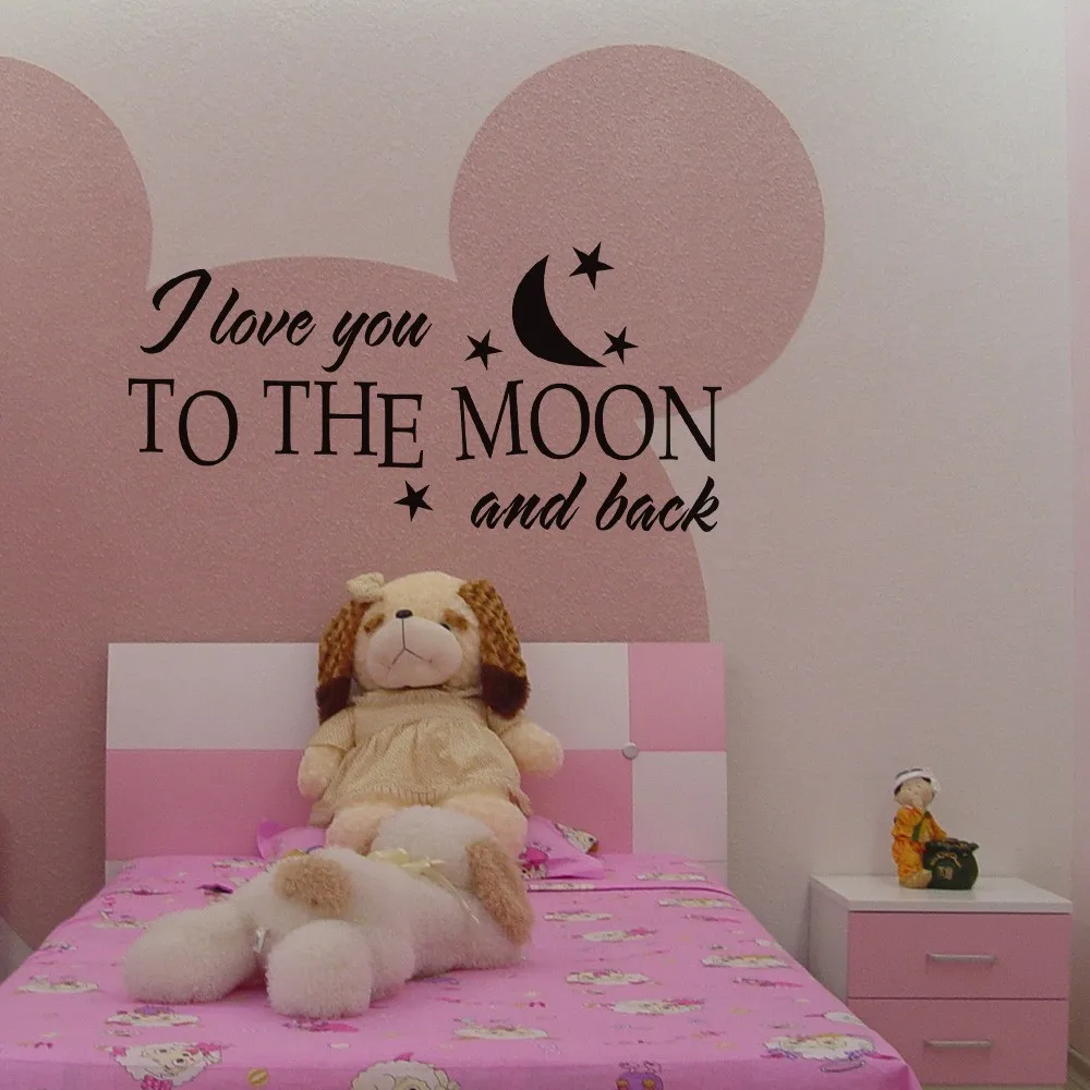 Aliexpress Buy Love Quote I Love You to The Moon and Back Couple Room Valentine Baby Kids Nursery Vinyl Wall Decal Art Sticker 46" x 21" from Reliable