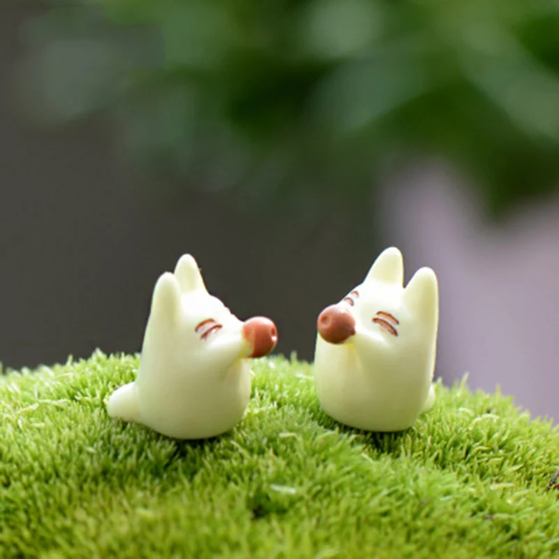 

ZOCDOU 5 Pieces White Tonari No Totoro Cat Japanese Anime Cartoon Small Statue Figurine Crafts Figure Ornament Miniatures Decor