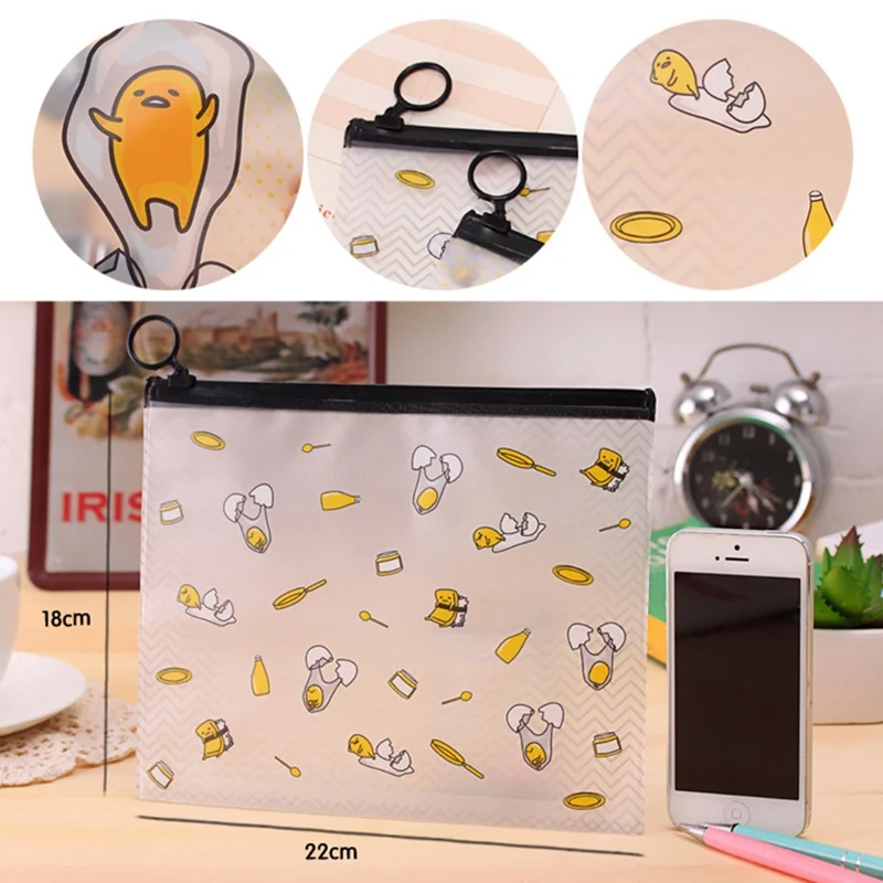 22*18 см Новинка Gudetama Lazy Яйцо мультфильм ПВХ-Сумка для документов Файл канцелярская папка-Органайзер