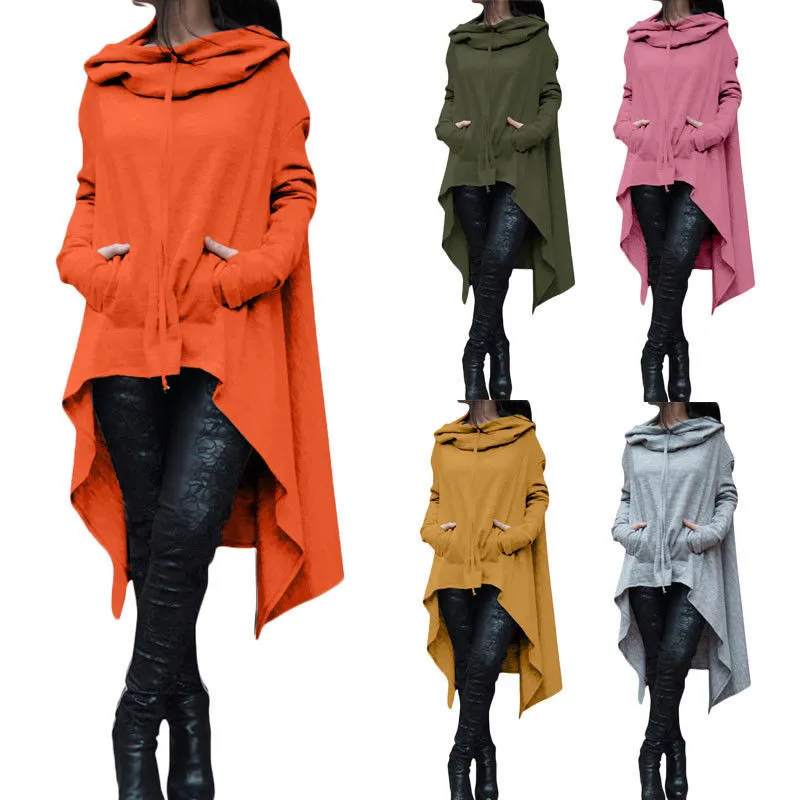  New Fashion Womens Casual Loose Long Sleeve Hoodies Sweatshirt Pullover Tops Solid Color Pockets Ca