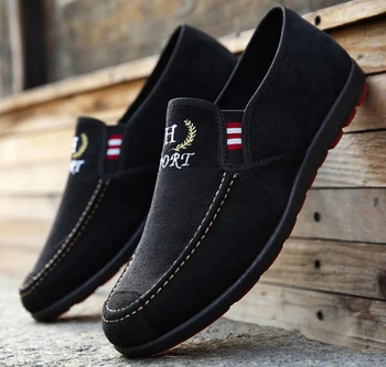 

Old Beijing Cloth Shoes Men's Spring New Casual Single Shoes Low Upper Wash Canvas Peas Shoes