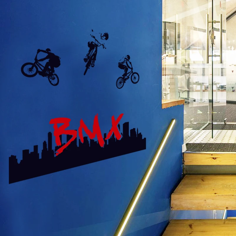 [Fundecor] Экстремальные виды спорта наклейки на стену домашний Декор Гостиная мальчик спальня наклейки велосипед Мотокросс Фреска BMX самоклеящаяся пленка