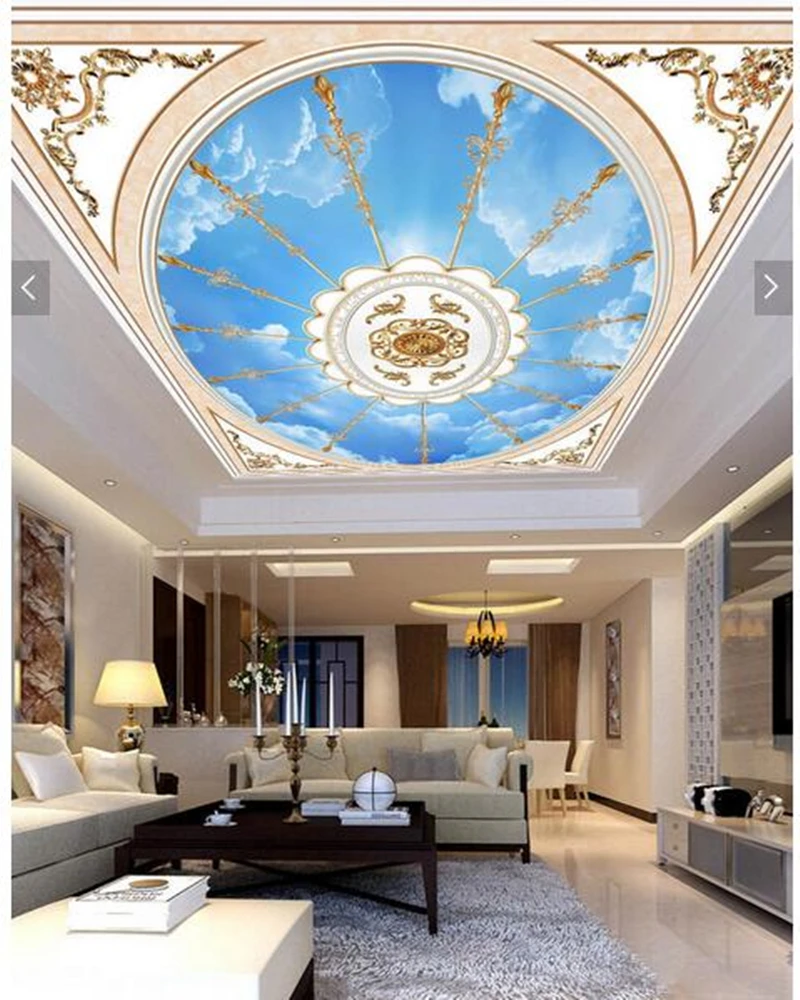 Custom ceiling wallpaper,Beautiful European metal pattern sky for