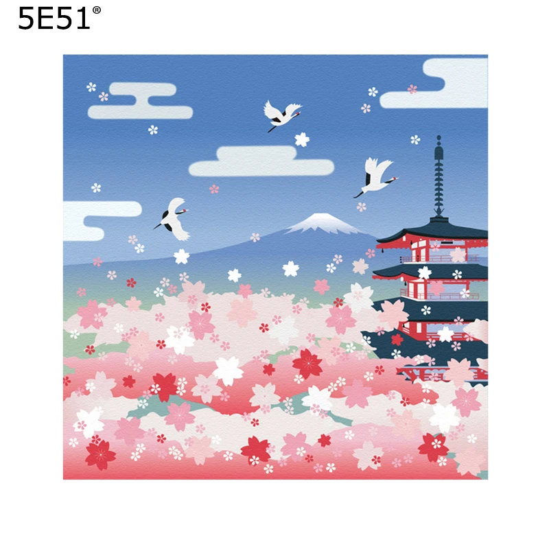 

Japanese furoshiki polyester 100% / Japan classic Tradition Sakura Crane printed 48cm / Many Uses Gifts