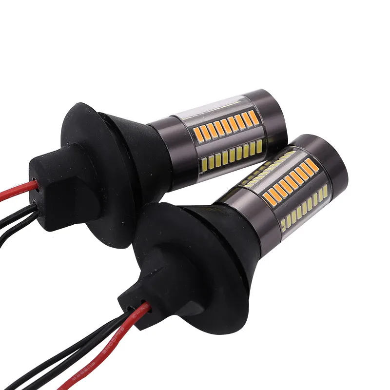 Комплект из 2 предметов 1156 p21w py21w 66smd светодиодный T20 W21W 7440 светильник дневного светильник поворотник двойной режим DRL светодиодный Canbus Error Free 12V