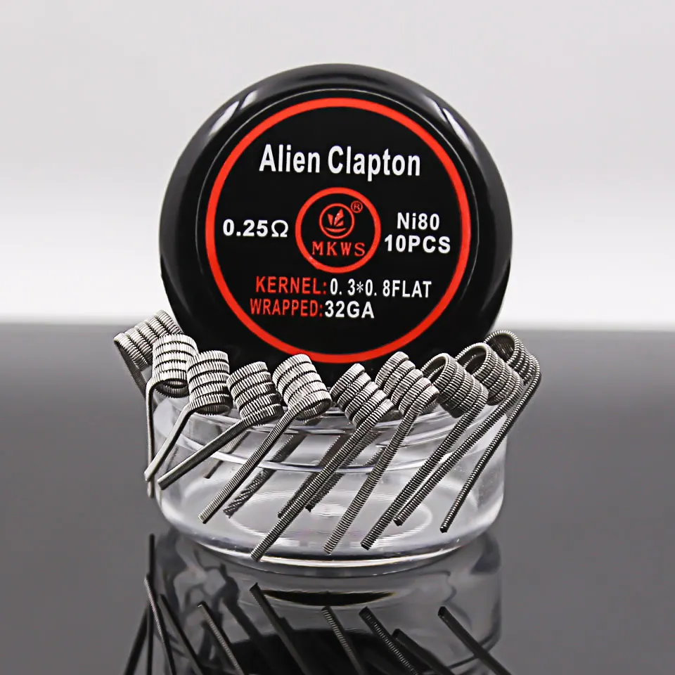 10 шт. Alien clapton ss316L NI80 A1 готовые катушки для электронных сигарет RBA RDA RTA vape tank heating