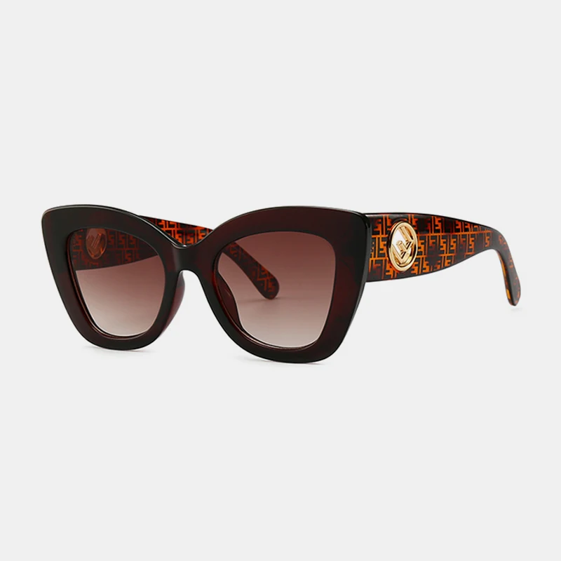 Королевская девушка кошачий глаз женские Солнцезащитные очки женские солнцезащитные очки известный бренд дизайнерские сплав простые очки Oculos De Sol Feminino SS236 - Цвет линз: C3 Brown-Brown