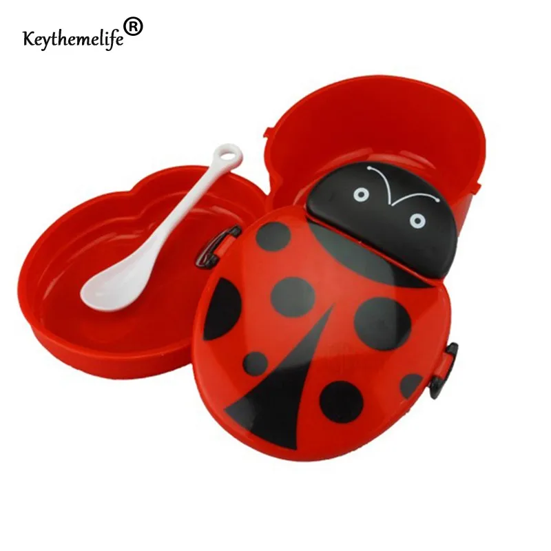 Keythemelife Cartoon Ladybug Food Container Lunch boxs Kids fruit Snack Bento Microwave Lunchbox D0(China (Mainland))