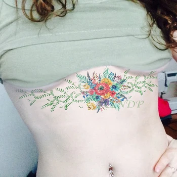 

Waterproof Temporary Tattoo Sticker Flower Grass on women's chest waist tatto stickers flash tatoo fake tattoo for women girl