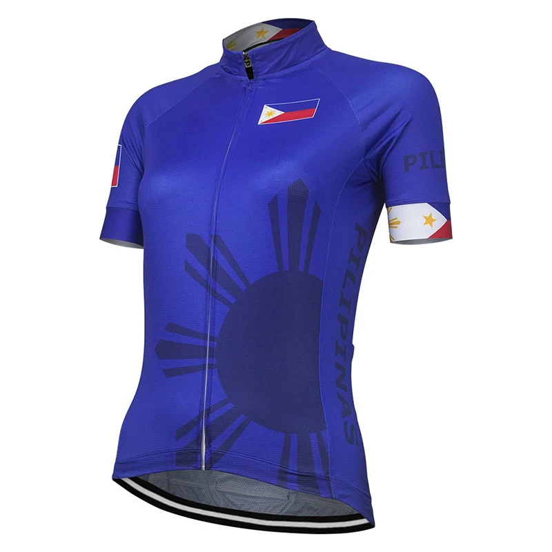 

2019 Philippines Women New Blue Cycling Jersey Customized Bike Road Mountain Race Tops Bicycle Wear Sly Sun Breathable