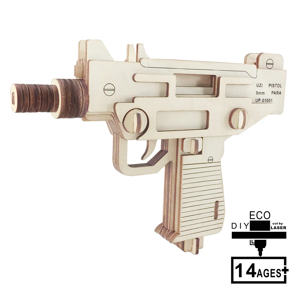 

ATOYX DIY Puzzle Uz Pistol Gun piece Assembling Toy Wood Handmade 3D three-dimensional Toy Puzzle Game Building Model Kit