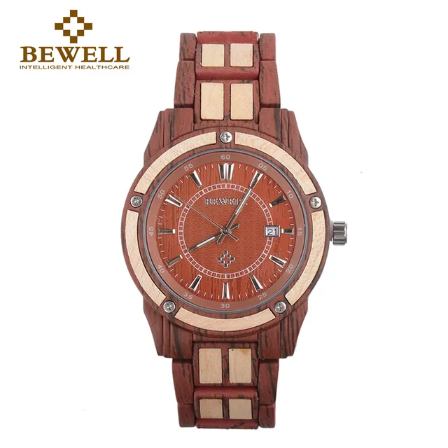 BEWELL Men Watch Metal Wood Watch With Time Display Digital Watch Business Confi BEWELL Men Watch Metal Wood Watch With Time Display Digital Watch Business Confi