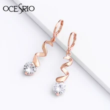 OCESRIO 585 серьги из розового золота с камнями белый натуральный циркон серьги для женщин модные серьги с подвесками вечерние ювелирные изделия ers-P94