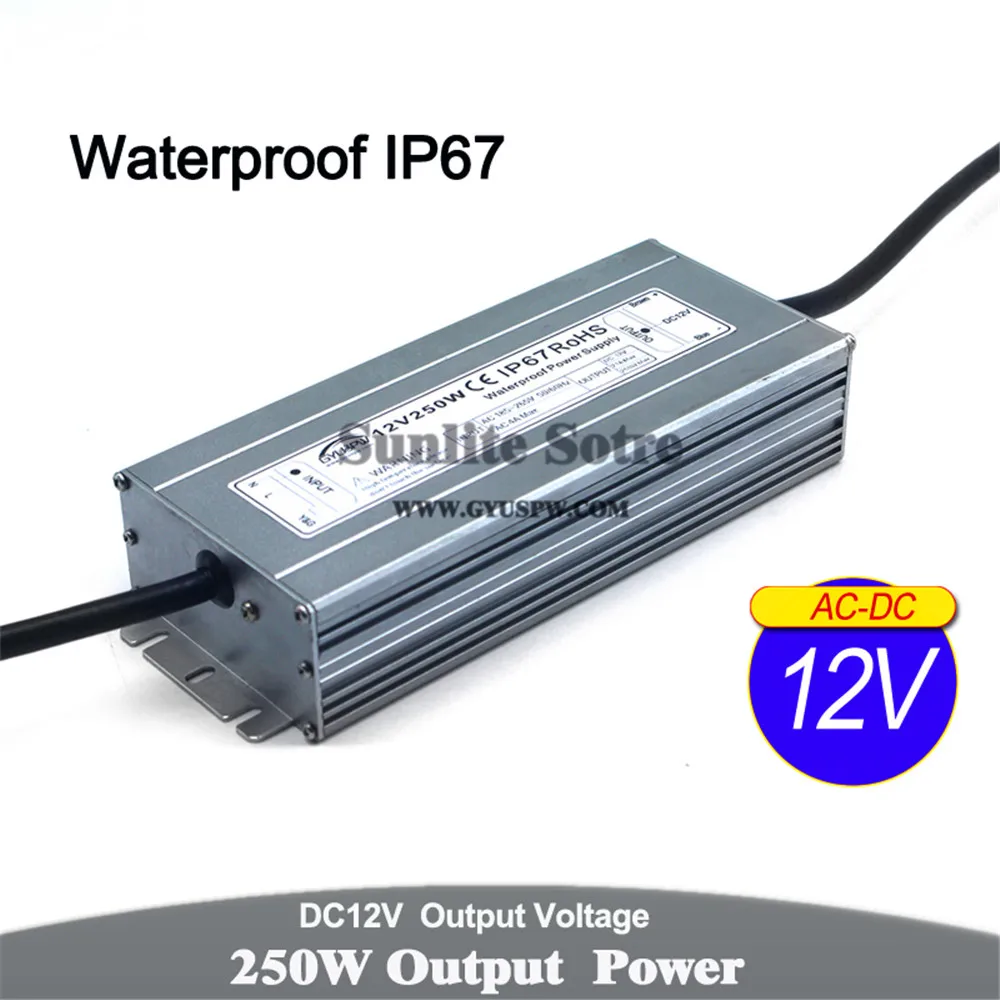 Водонепроницаемый источник питания DC 12 V 24 V 24 W 60 W 72 W 100 W 120 W 150 W 200 W 250 W 300 W трансформаторы 220 V AC к DC12V DC24V наружный SMPS