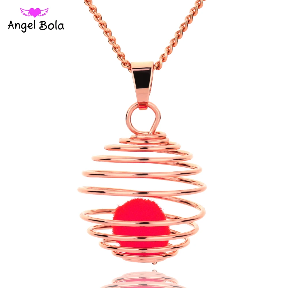 

8mm Spiral Round Aromatherapy Aroma Essential Oil Perfume Hollow Diffuser Pendant Necklaces for Gift Jewelry L144