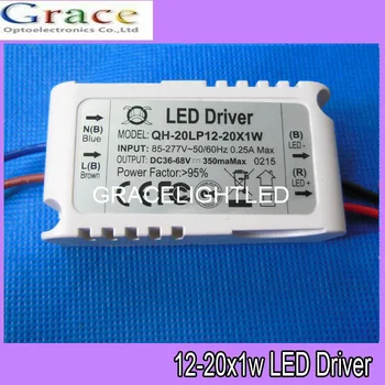 

5pcs/lot 12x1W 15x1W 18x1W 20x1W External power supply Transformers 12-20x1W LED driver 85-277V 300ma for Ceiling light Lamps