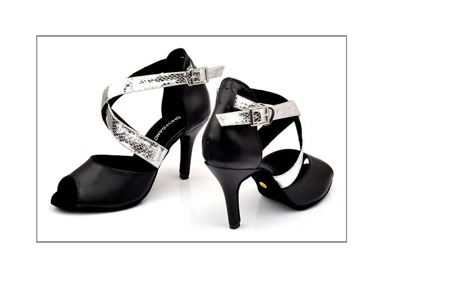 Профессиональная женская Обувь для бальных и латиноамериканских танцев черная обувь для танго из натуральной кожи женская обувь для сальсы женская обувь на высоком каблуке 8,5 см