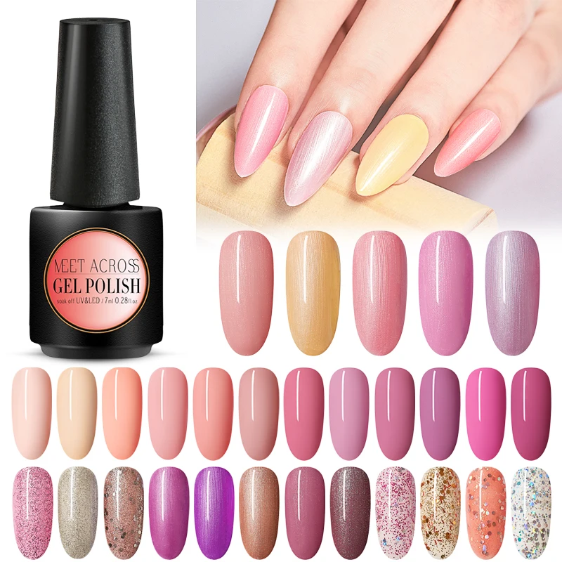 

MEET ACROSS Nude Gel Polish 7ml UV Gel Varnish Nail Polish Semi Permanent Hybrid Nails Art Off Prime White Gel Nail Polish