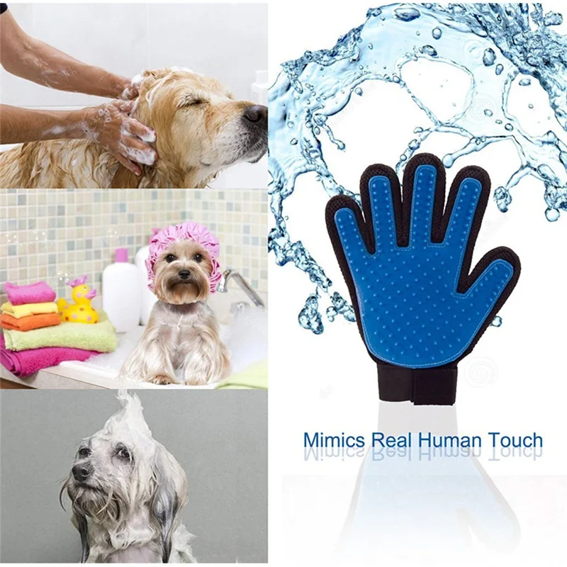 New Pet Clean Combing Cats Dogs Gentle True Touch Deshedding Bath Brush Glove Pet Efficient Massage Grooming Big Easy Hair away (7)