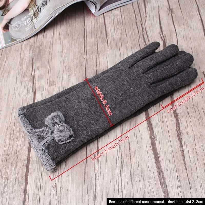 M MISM зимние элегантные с бантом Guantes модные плюшевые перчатки с бантом для девочек Luvas толстые теплые кашемировые женские митенки, перчатки