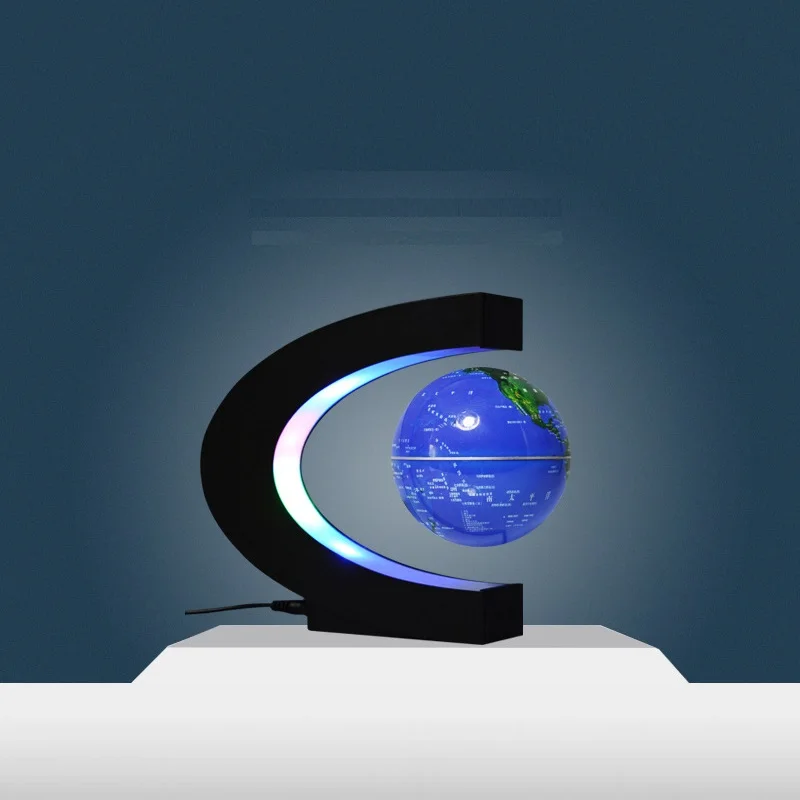 Novelty Lights C Shape Floating Globe World Map Table Lamps With Colorful Led Lights