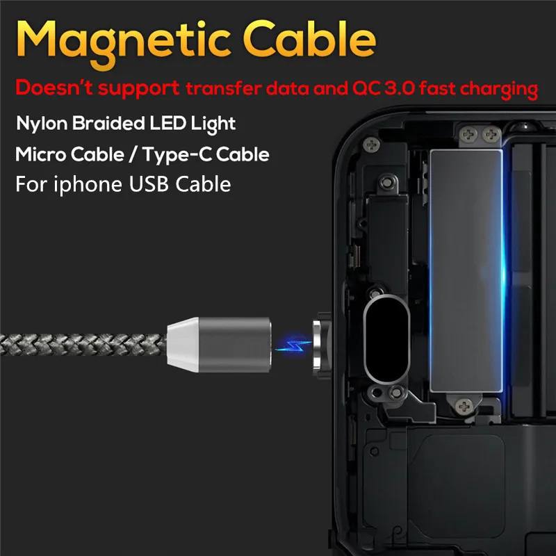 Type-C USB Magnetic Charger Cable For iphone Samsung Galaxy S8 S9 S10 Plus S10e A50 A30 A70 J6 A8 Note 9 M30 M20 Micro USB