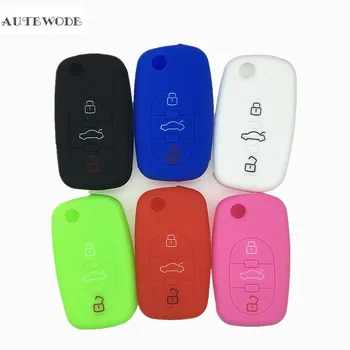 

AUTEWODE Silicone Key Case For Audi A3 A4 A6 A8 TT 3 Button Flip Folding Remote Key Shell Cover Protect Holder 30pcs