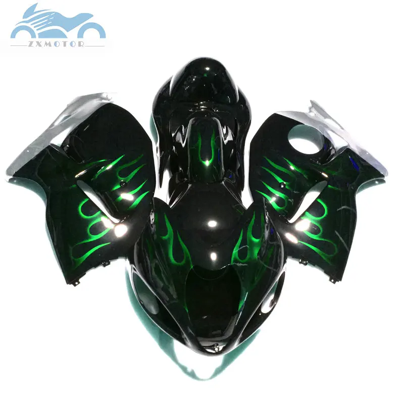 Kit de carenagem personalizado para suzuki, gsx1300r 1996 a 2007, gsxr 1300, gsx r1300 1997, 2007, chamas verdes 1