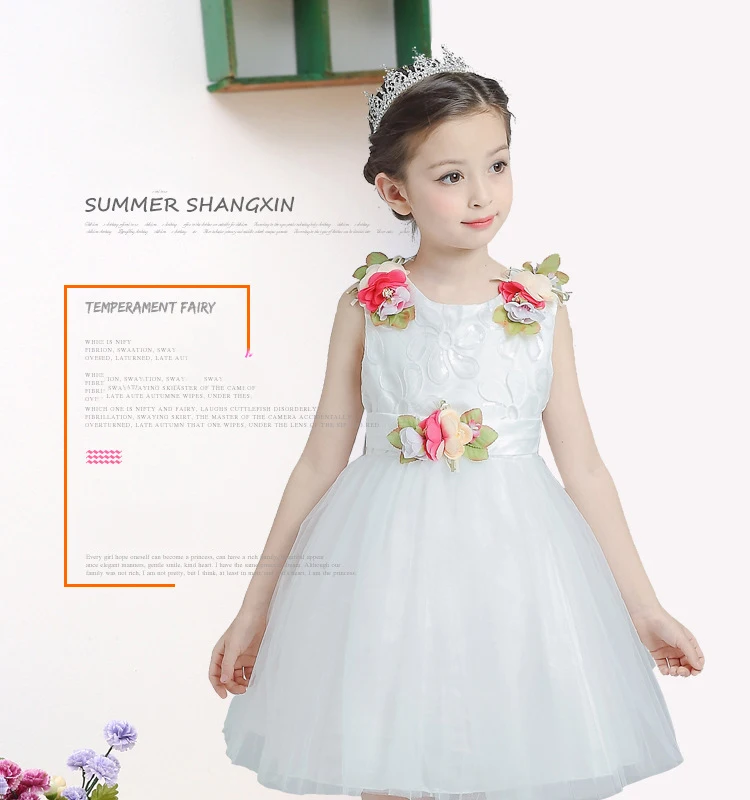 

Baby kids Girl Dress Summer Floral Sleeveles Tutu Princess Dress For Wedding Kids Birthday Party Dresses Fancy