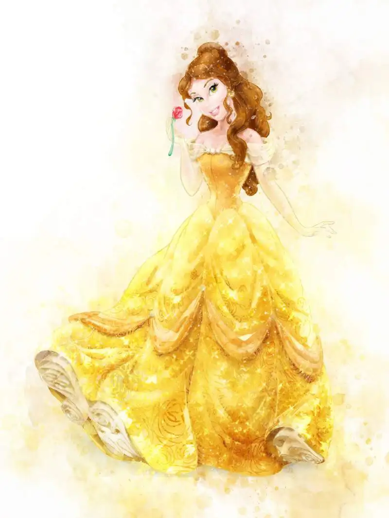 Все принцесса Акварельная живопись Печать на холсте детская настенная художественная плакат Эльза Анна вечерние HD картина для маленьких девочек спальня Nodic Декор - Цвет: DS622