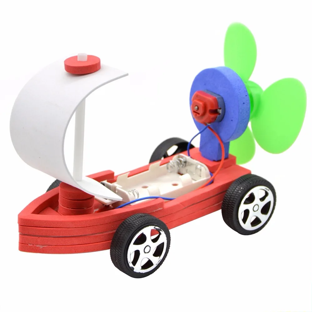 

Electric Windsail Car DIY Ship Assembly Model Kits Classical Handmade Disassembly Model Electric Racing Craft Toy for Children