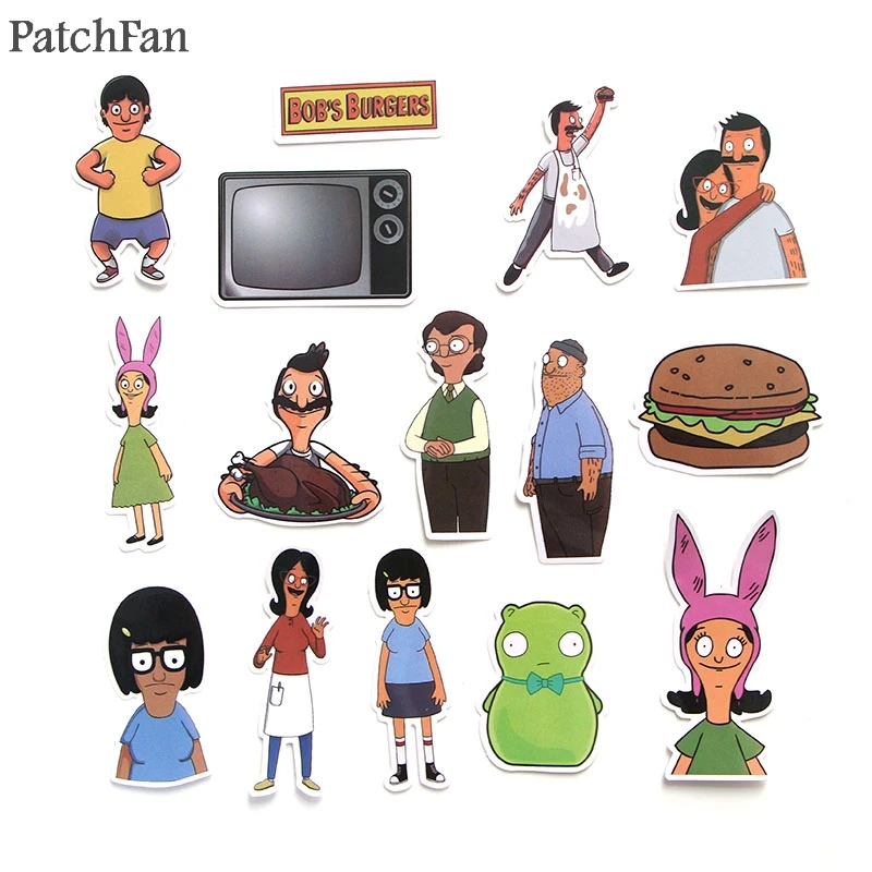 Patchfan 21 шт. Bob's burger ПВХ водонепроницаемый мультфильм наклейка для автомобиля багаж телефон ноутбук мото велосипед настенные наклейки для гитары A1234