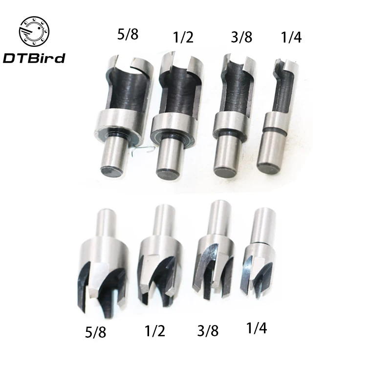 8 шт сверла 5/8 "1/2" 3/8 "1/4" Carbon Сталь Деревообработка штифт дыропробивной резак набор сверл 10 мм хвостовика 6/10/13/16 мм дюбель Maker